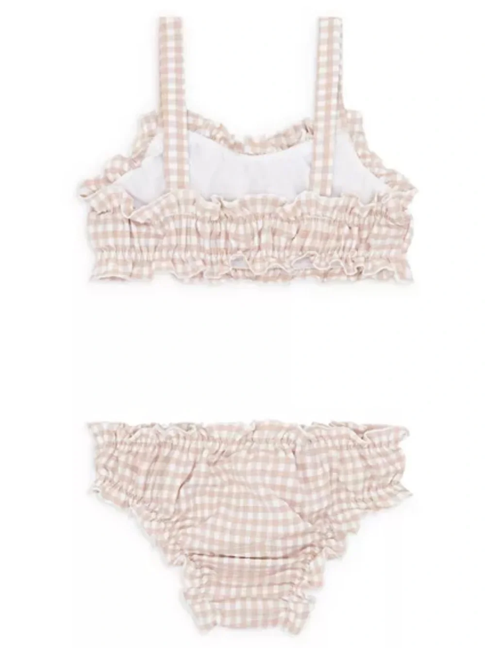 Girls Light Pink Gingham Ruffle Two-Piece Swimsuit